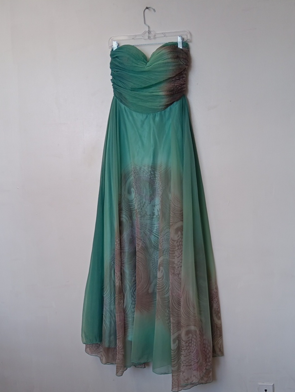Emerald Ombre Strapless Evening Gown